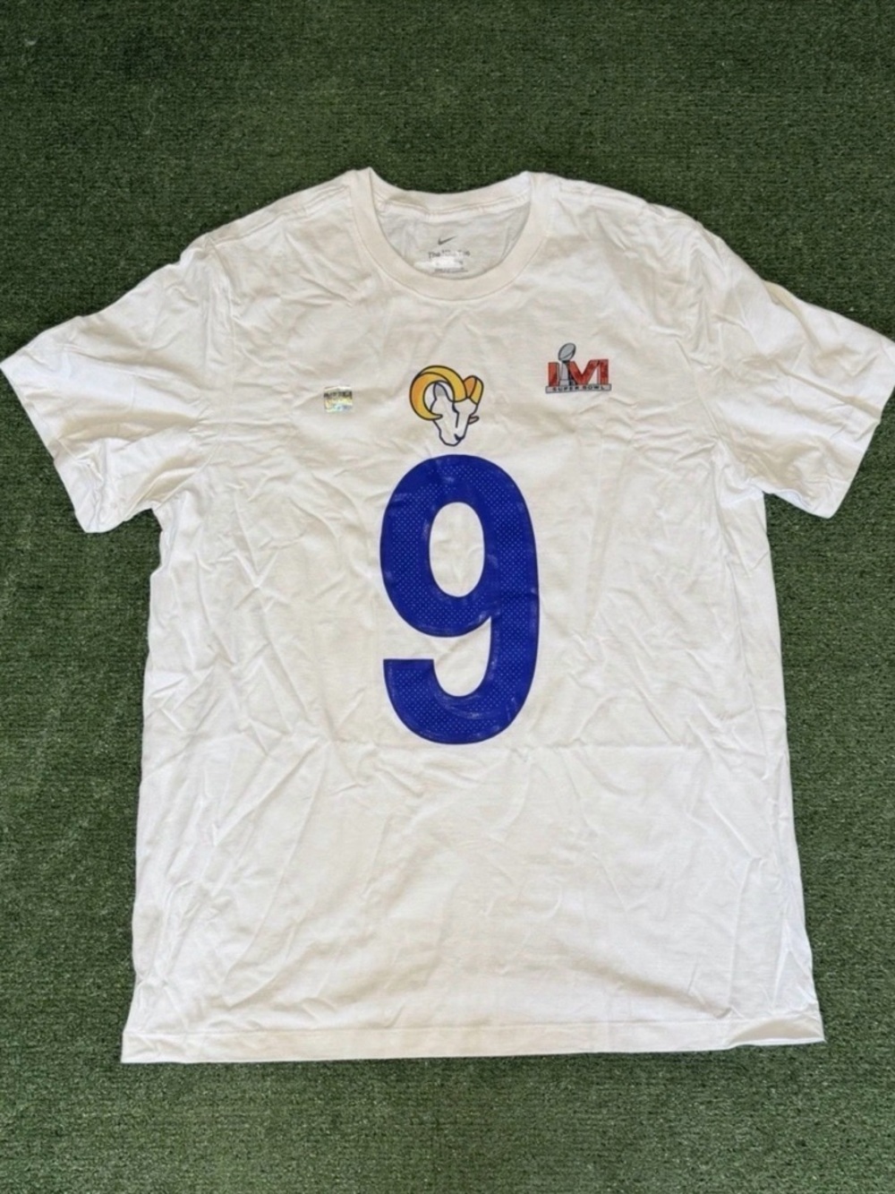 Los Angeles Rams Nike Matthew stafford #9 super bowl LVI t shirt Mens 2XL